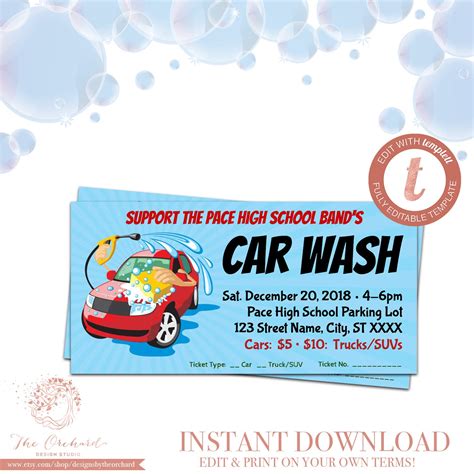 Car Wash Ticket Template